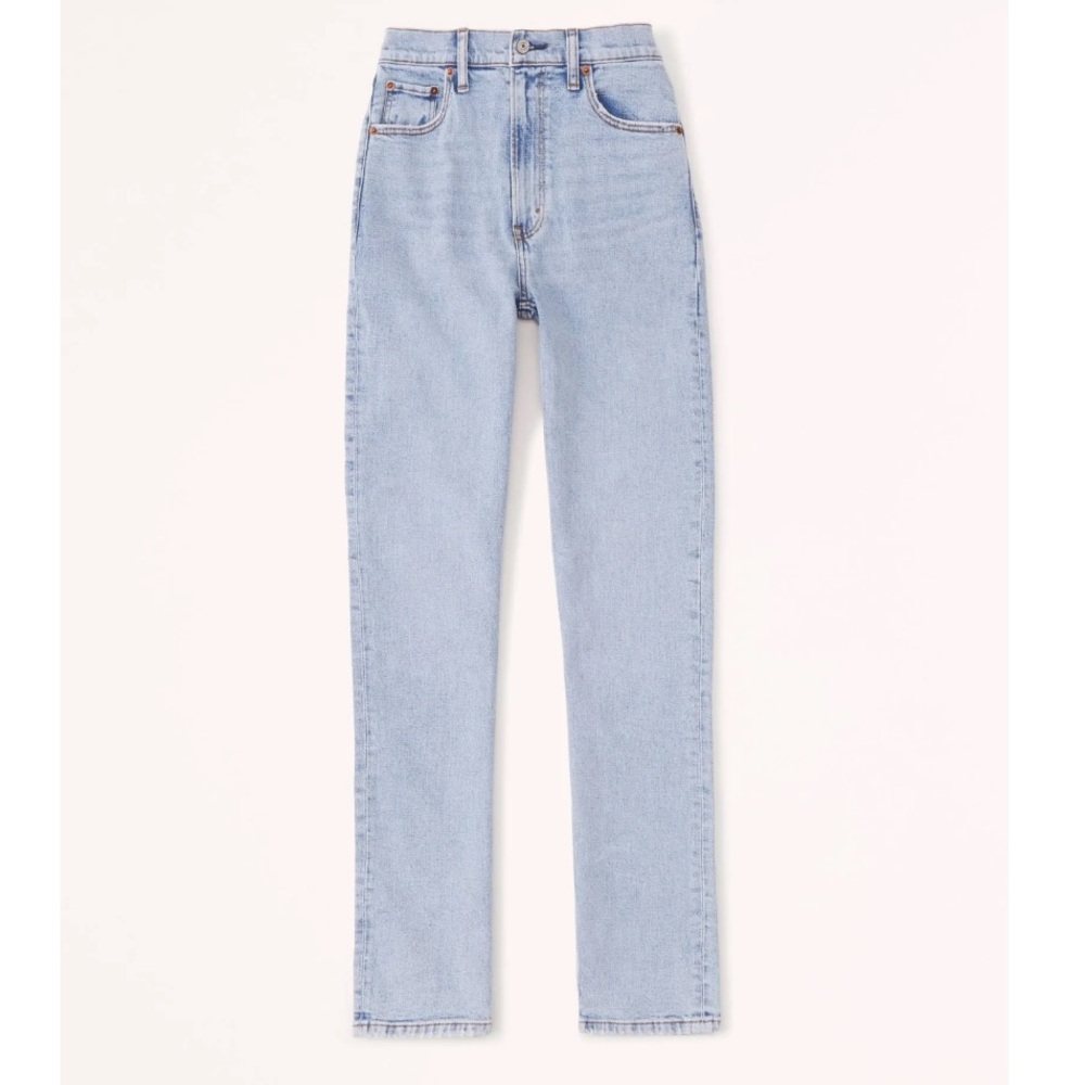 A&F The ‘90s Slim Straight High Rise Coated Jeans